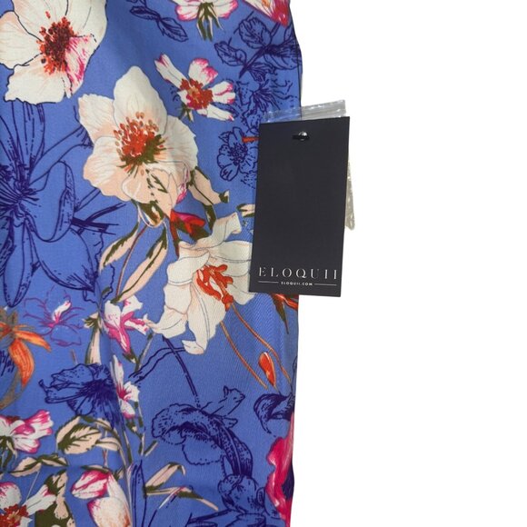 Eloquii Size 20 Floral Print Pencil Skirt Blue Multicolor Cotton Blend - Picture 3 of 7